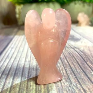 Rose quartz angel carving
